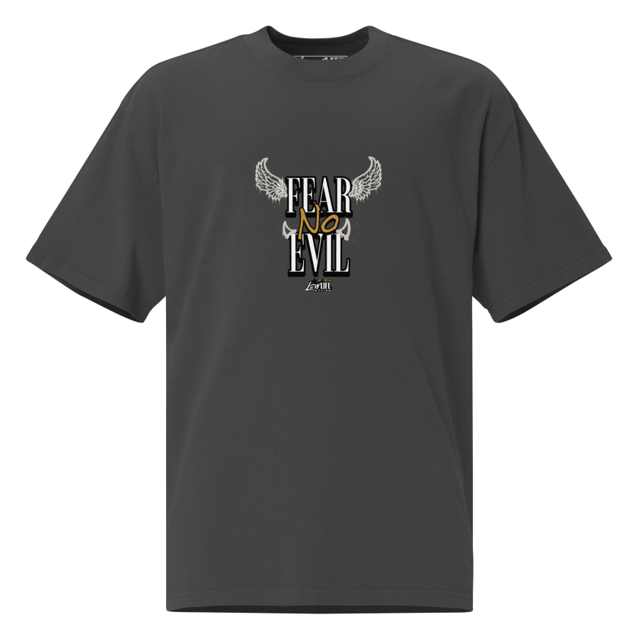 FEAR NO EVIL Oversized Faded Graphic Tee