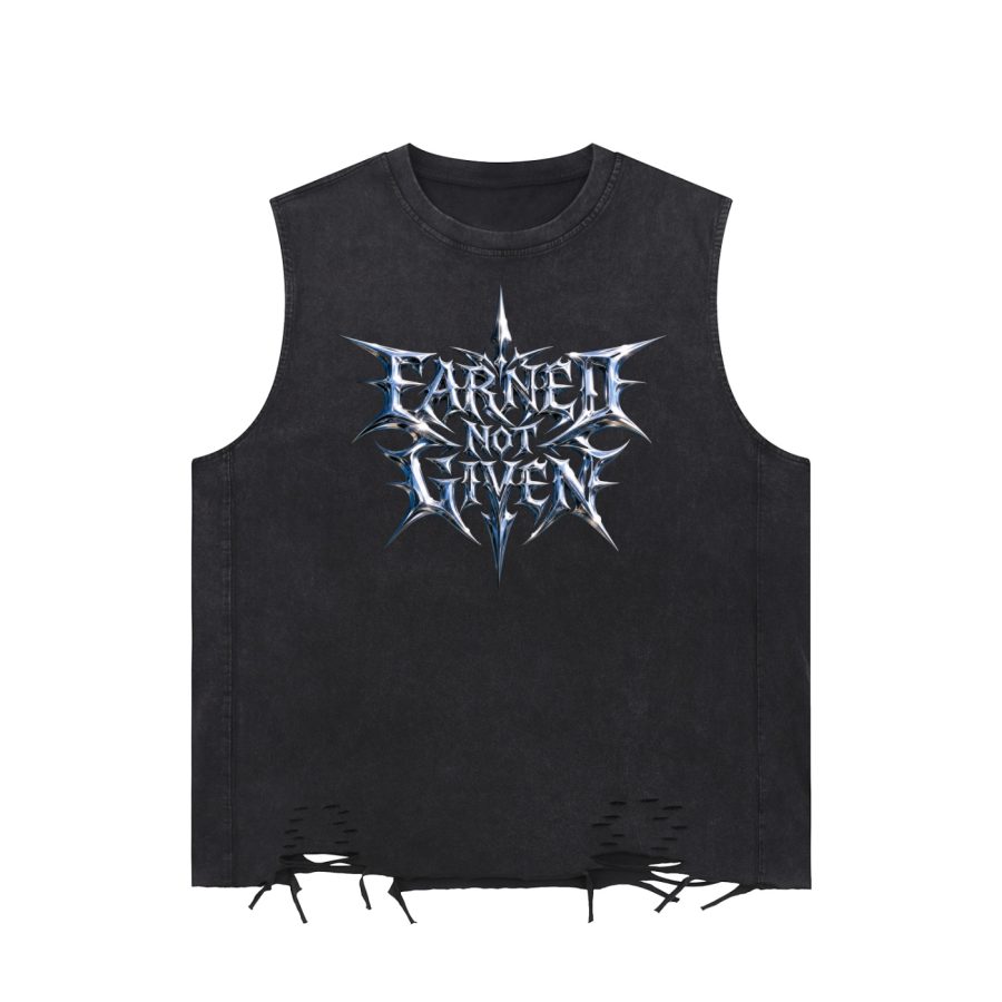EARNED** Snow Washed Raw-Hem Tank Top