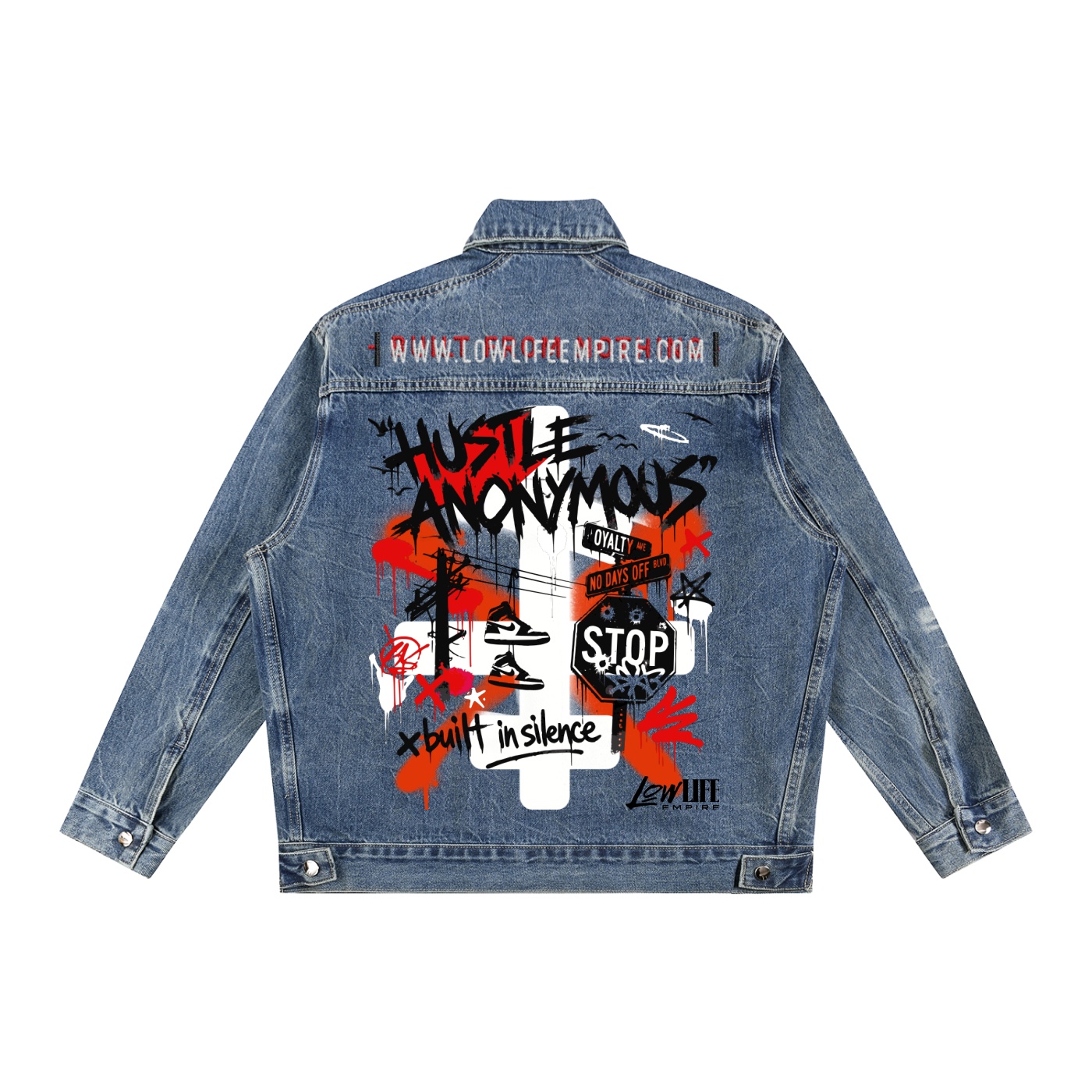 HUSTLE ANONYMOUS Vintage Wash Zip Up Denim Jacket - Image 2