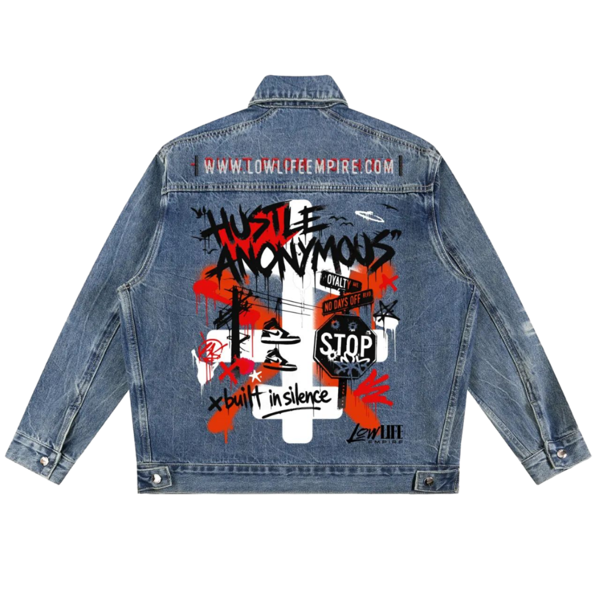 HUSTLE ANONYMOUS Vintage Wash Zip Up Denim Jacket - Image 2